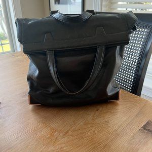 Alexander Wang Prisma Leather Fold-Over Backpack, Black